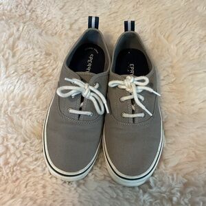 Sperry Top Sider PREPPY,Comfy, Memory Foam,Canvas Shoes ,grey SZ8.5